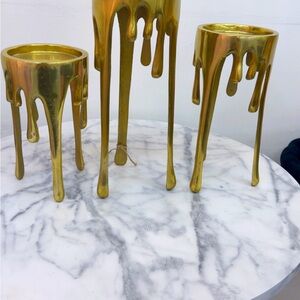 Gold Drip Pedestal Set - Decorative Stands